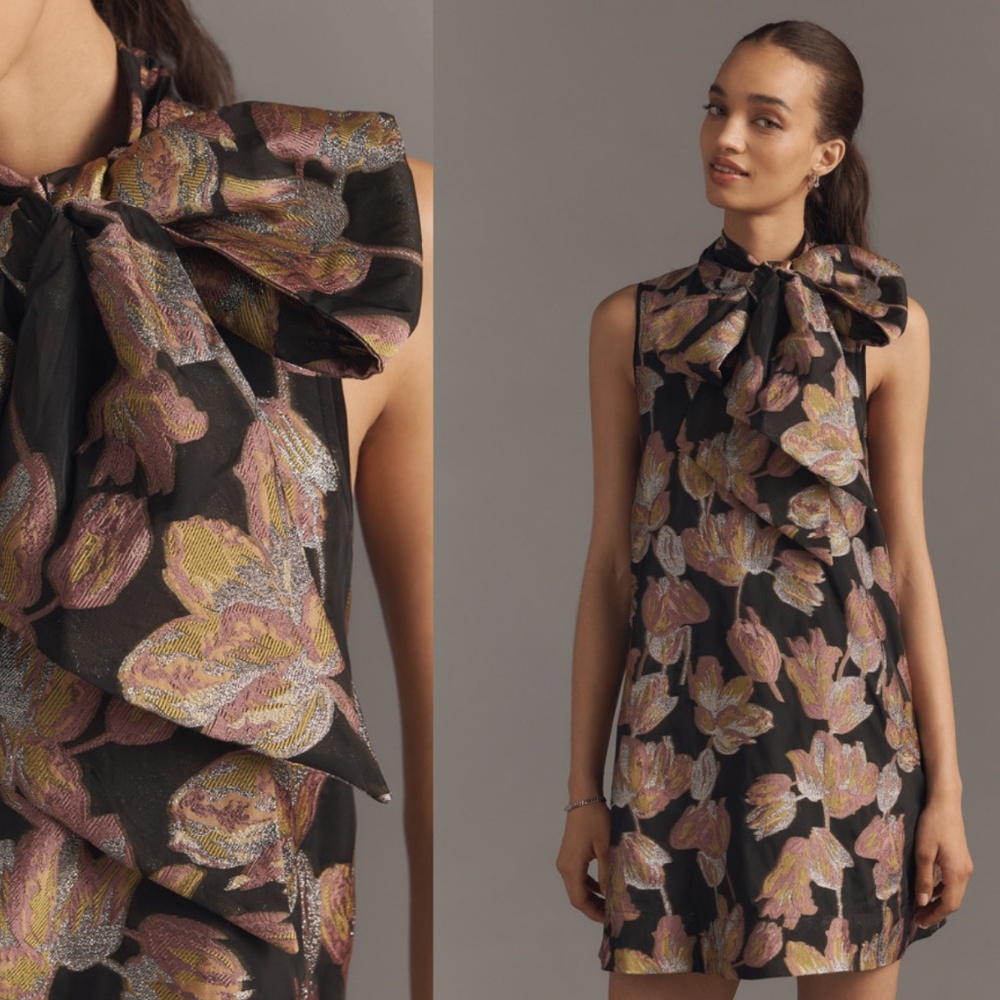 Maeve by Anthropologie The Caroline Sleeveless Tie-Neck Mini Dress Small